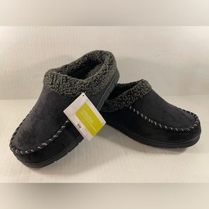 New ULTRAIDEAS Men's Black Moccasin Clog Indoor/Outdoor Slippers, Size Med 9-10